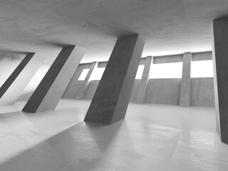  Abstract empty concrete interior. Minimalistic dark room design template