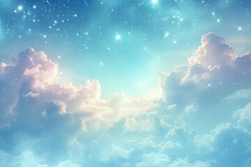 Poster - Beautiful sky background with clouds and stars.