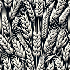  Stylized Black and White Wheat Illustration