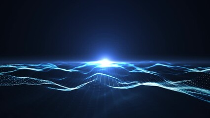 Poster - Abstract concepts internet network connection with polygons, dots and lines with dark blue background, center focus. Animation 4k, 3d rendering.