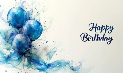 Wall Mural - Happy Birthday happy birthday  card with blue balloons