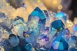 Radiant crystal cluster with vibrant blue and purple hues