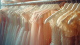 Fototapeta Uliczki - wedding dresses on racks in the bridal shop