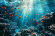 Vibrant Underwater Seascape with Coral Reefs and Marine Life
