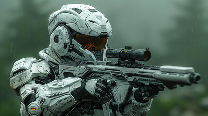 Wall Mural - Futuristic Soldier in Advanced Combat Gear