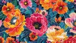 Elegant colorful seamless pattern with botanical floral illustration