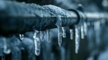 Image Of The Ice Pipes Decorated With Icicles.