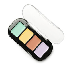 Canvas Print - Colorful correcting concealer palette isolated on white, top view