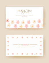 Greeting Card. Thankyou Card With Cute Watercolor Flowers. Printable For Your Small Business