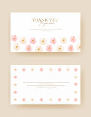 Wall Mural - greeting card. thankyou card with cute watercolor flowers. printable for your small business
