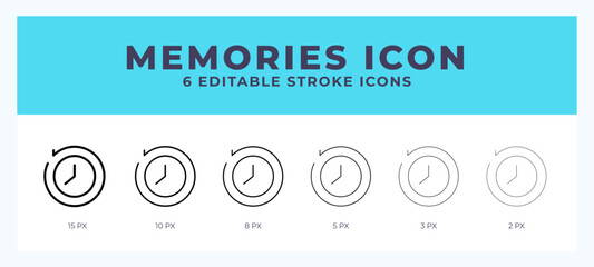 Wall Mural - Memories icon with editable stroke. Outline icon vector illustration.