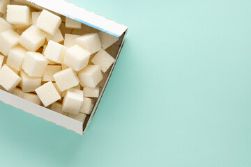 a box of refined sugar top view