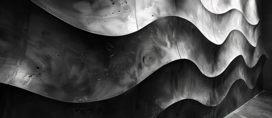 Poster - A black and white photograph of a wavy wall, with unique curves and shadows creating a striking contrast.