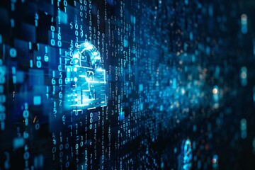 Poster - Cybersecurity and binary, representation of secure technology