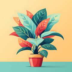 Wall Mural - On the basis of this image, some flat illustration styles are added, and the background presents a flat plant illustration,