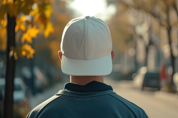 Wall Mural - portrait of caucasian man wearing plain cap hat, mockup