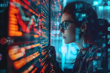 Poster - Tech woman doing analyze to increase the cyber security