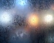 Condensation on Glass with Colorful Blurred Background