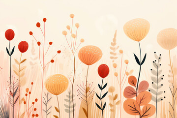 Poster - Floral background with abstract flowers.