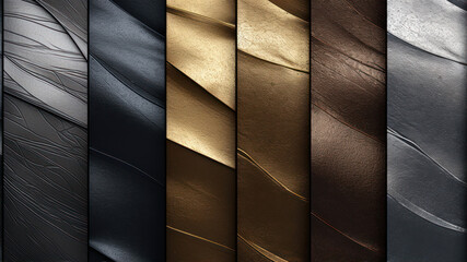 Poster - Set of gold, silver and black metal texture. Template for design