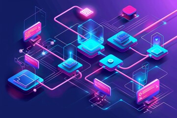 Poster - business connection between unit technology