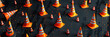 © john - an aerial image of traffic cones and roadwork signs organized on a black transparent background,