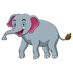 Canvas Print - Happy cute elephant cartoon isolated on white background