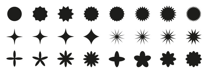 Poster - Abstract retro shapes, basic brutal forms and figures in Y2K aesthetics, vintage stickers, logos, labels. Decorative design elements, vector illustration.