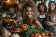 © svastix - Attractive young woman with a captivating smile selling organic vegetables at a local farmers market