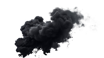 a black smoke cloud is rising. isolated on transparent background, png