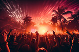 Fototapeta  - Atmospheric background with a crowd of people hanging out at a concert