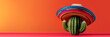 Cactus donning a sombrero celebrates Cinco de Mayo, isolated on festive background with copy space, minimalist 