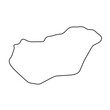 Hungary country simplified map. Thin black outline contour. Simple vector icon