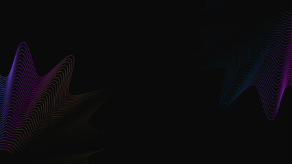 Abstract vector floral gradient line on black background