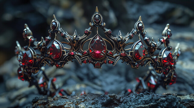 Cursed crown of a fallen king its jewels dark with malice