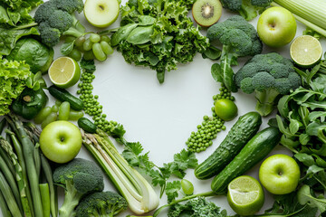 Poster - A heart-shaped sculpture crafted entirely from an array of colorful and vibrant fruits and vegetables, showcasing natures bounty in a delicious and creative way