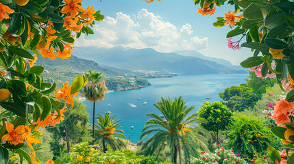 Poster - Serene lake nestled among a lush forest, reflecting the vibrant green foliage and towering trees under a clear blue sky