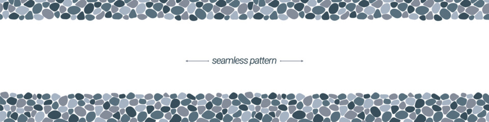 Fototapete - Pebble seamless pattern vector illustration. Cute summer repeated background. Paving, shingle beaches template wallpaper for interior designs, beauty, wrapping paper. Doodle sea stones backdrop.