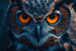 an owl with orange eyes