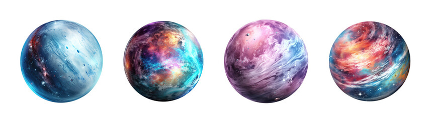 collection of set galaxy planet isolated on transparent background. png file, cut out