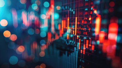 Poster - Stock market graph trading analysis investment financial, stock exchange financial or forex graph stock market graph chart business crisis crash loss and grow up gain and profits win up trend