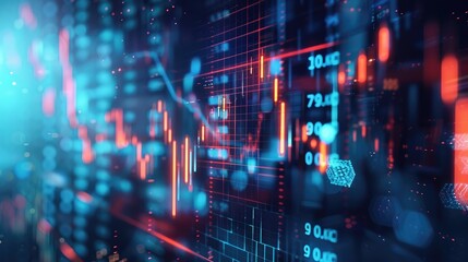Poster - Business success and growth concept.Stock market business graph chart on digital screen.Forex market, Gold market and Crude oil market .
