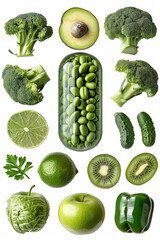 Poster - A vibrant arrangement of assorted fruits and vegetables cut in half, showcasing their fresh and colorful interiors