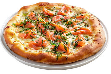 Wall Mural - Pucks Smoked Salmon Pizza on a Transparent Background