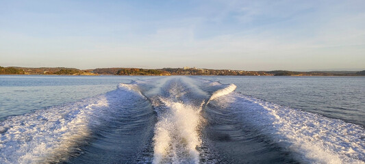 Boat wake while leaving the coast