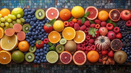 Poster - food background assorted fruits and berries