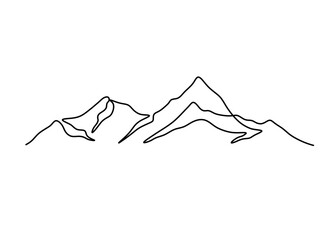 Wall Mural - Vector isolated Mont Blanc mountain peak one single contemporary line art colorless black and white contour line easy drawing