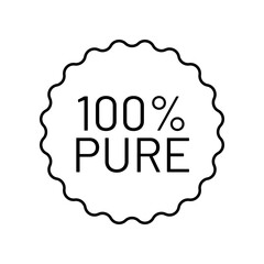 Canvas Print - 100 percent pure label sticker badge stamp icon, Isolated Transparent Background, 100% pure, vector illustration