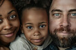 Close up portrait of family of mixed race
