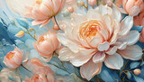 Fototapeta Kwiaty - Piękne brzoskwiniowe malowane kwiaty, dekoracja generative ai 